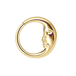 Anneau segmenté articulé en acier inoxydable 316L, motif croissant de lune, pour septum et hélix |   Bijoux de piercing corporel hypoallergéniques - Product Image 1