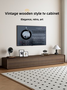 ตู้วางทีวีไม้จริงสุดหรูทันสมัยปี 2026 สำหรับห้องนั่งเล่น สไตล์มิดเซ็นจูรี่ สีวอลนัท พร้อมประกอบและจัดเก็บของได้ครบครัน - Product Image 1