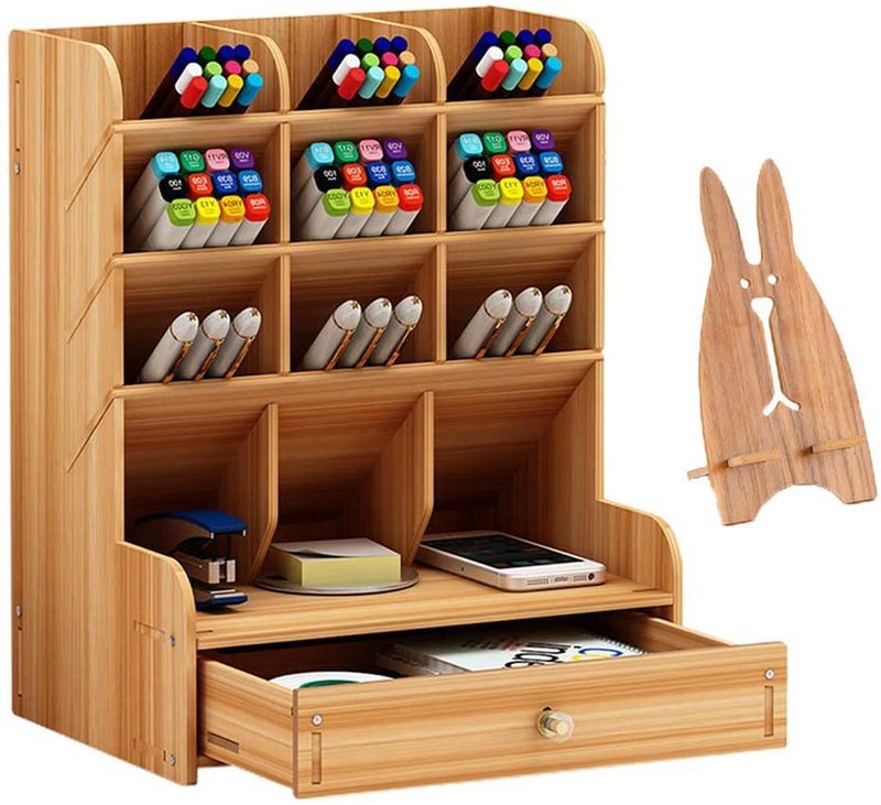 HOSTK Multi Functional Pen Holder Bamboo