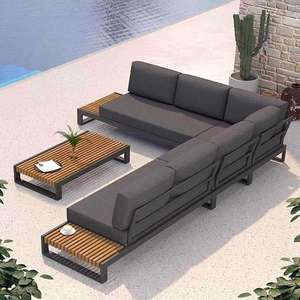 Ensemble de canapés d'extérieur, mobilier de jardin, résistant à l'eau et au soleil, <span class=keywords><strong>en</strong></span> aluminium, contemporain, écologique, pour hôtel, combinaison pour cour - Product Image 2