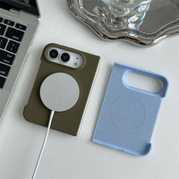 Étui en silicone liquide magnétique avec boîte de vente au détail pour iPhone Duo Fold, coque en silicone avec protection d'écran en verre trempé