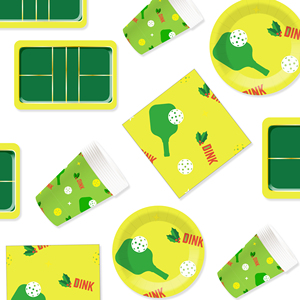 DAMAI Sport Themed Kids Birthday Party Supplies Pickleball Element <b>Disposable</b> Party <b>Tableware</b> Set Paper Napkins Cups Plates - Product Image 4