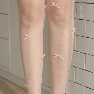 Nouvelle Arrivée <span class=keywords><strong>Bas</strong></span> fines respirantes multicolores style fille en polaire 3D avec nœud, faits main, incrustés <span class=keywords><strong>de</strong></span> diamants, passe-partout, très élastiques - Product Image 3