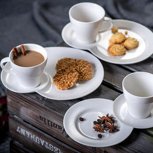 Tasse à <span class=keywords><strong>café</strong></span> minimaliste nordique Henituer MH0172-9.5 avec plateau en céramique de 9,5 pouces, logo personnalisé - Product Image 3