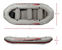 Ensemble de bateau pneumatique Intex 68376 pour 4 personnes, bateau de pêche en PVC robuste pour les sports nautiques en plein air