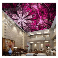 FOXYGEN Nouveauté : Panneaux LED rétroéclairés pré-tendus à motif floral artistique pour plafond, film PVC 3D extensible pour hall