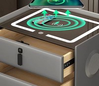 Table basse mini design moderne avec lumière LED, recharge sans fil, tiroir de refroidissement, meuble intelligent pour la maison, réfrigérateur de chevet