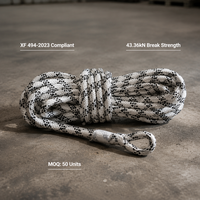 Équipement de sauvetage tactique, corde de sécurité de 13,1 mm, résistance à la traction de 43,36 kN, ligne statique Kernmantle de 50 m pour la sécurité incendie et l'extraction