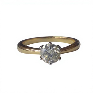 Anillo de Compromiso y Boda con Diamante Natural de Corte Redondo de 0.92 Ct para Mujer, Plata de Ley 925, Joyería Fina al por Mayor - Product Image 1