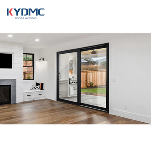 باب جرار خارجي ذكي مزدوج المزجج بإطار أسود من سبائك الألومنيوم - Product Image 2