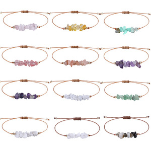 Nuevo diseño estilo bohemio Ojo de Tigre amatista playa pulsera creativa asimétrica grava piedra cruda moda pulsera trenzada - Product Image 1