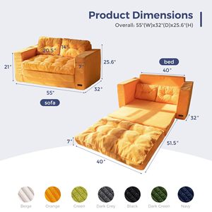 Canapé-lit convertible, canapé deux places escamotable, canapé-lit pliant, canapé de sol pliable avec oreillers <span class=keywords><strong>pour</strong></span> chambre à coucher - Product Image 3