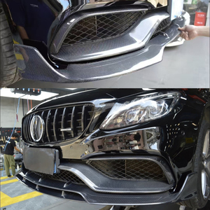C205 in fibra di carbonio labbro del paraurti anteriore per Mercedes Benz classe <span class=keywords><strong>C</strong></span> W205 C63 AMG Bodykit Middle Lip + coltello del vento anteriore - Product Image 4
