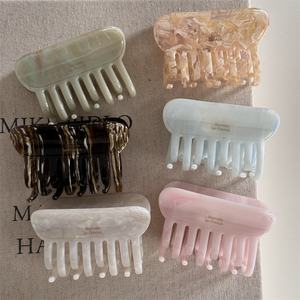 BELLY WORLD Pinza para el <span class=keywords><strong>pelo</strong></span> personalizable, estilo francés, elegante, de dientes largos, de acetato, hecha a mano, para cola de caballo, tipo garra de tiburón, sencilla, novedad - Product Image 1