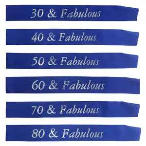 30 40 50 60 70 80 & Fabulous Birthday Ribbon Sash para mulheres Homens 30 ° 40th 50th 60th 70th 80th Birthday Party Decoration Supplies