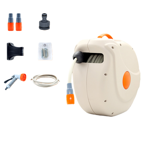 30M Retractable Garden <b>Hose</b> Reel - 180° Rotatable <b>Wall</b>-<b>Mounted</b> Plastic <b>Hose</b> Holder for Watering Plants & Car Cleaning - Product Image 1