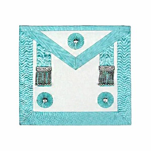 Delantal Masónico de Ex-Maestro Masón de la Logia Azul con Bordado Personalizado, Diseño 3D, Chenilla Negra, Cordón Trenzado Dorado, Borlas y Cinturón Extensor - Product Image 2