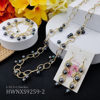 Conjunto de collar y pendientes de joyería de oro Hawaiano, colgante pequeño, Perla de concha, joyería de moda para mujer, conjunto