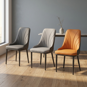 Silla Moderna de Piel Sintética para Sala de Estar, Respaldo Sólido, Patas de Metal, Diseño Contemporáneo, Muebles para el Hogar - Product Image 3