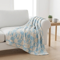 Couverture super douce, chaude, pliable et lavable, tapis en chenille à pois géométriques bleu clair pour toutes les saisons, canapé, lit, maison