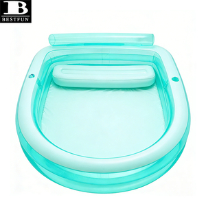 Kolam Renang Keluarga Tiup PVC Tebal dengan Kursi Bangku Terintegrasi, Sandaran, dan Tempat Cangkir untuk Anak-Anak dan Dewasa di Halaman Belakang - Product Image 4