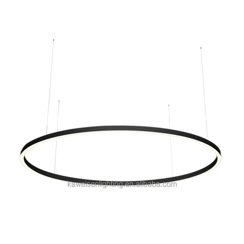 Modern minimalist design LED 3 color temperature diameter 120cm black profile suspension stairway hanging loop light fixture