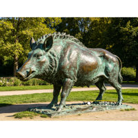 Statue d'animal de jardin grandeur nature en métal, sculpture de léopard assis en bronze moulé pour extérieur