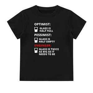 T-shirt à manches <span class=keywords><strong>courtes</strong></span> 100% coton, Engineer Half Full Glass - T-shirt drôle avec blague d'ingénierie - Product Image 1