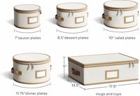 Ensemble de rangement 5 pièces en lin pour vaisselle, organiseur en tissu zippé pour assiettes, tasses et bols, OEM personnalisé avec poignées et étiquettes