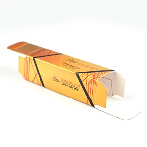 Kotak Paket Merek Kertas Karton Berlapis Hitam Kosmetik Elegan Grosir Kualitas Tinggi dengan Logo Cap Emas