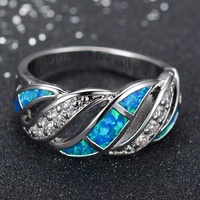 Bague en tungstène incrustée d'opale, bijoux transfrontaliers européens et américains, mode simple, forme géométrique, électroplaqué, pour femmes