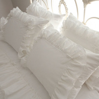 Housse de coussin carrée de style princesse avec broderie florale en dentelle et bords volantés pour la maison et l'hôtel