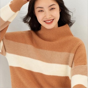 Mùa Thu Và Mùa Đông Một Nửa Cổ Cao Nữ Dày Màu Chính Tả Lười Biếng Bên Ngoài Mặc Áo Len Cashmere Dệt Kim - Product Image 2