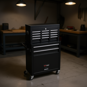 Armoire à outils roulante Adt Man à 10 tiroirs avec serrure, pour garage industriel, atelier, rangement, noir - Product Image 2