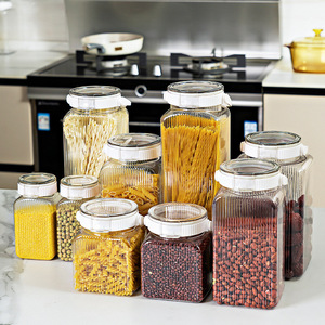 Storage Bottle With Handle Airtight Lid For <b>Tea</b> And Grain Rectangle Size L <b>Plastic</b> Lid - Product Image 3