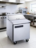 Réfrigérateur commercial 1 porte pour table de préparation alimentaire en acier inoxydable, grande capacité, idéal pour les collectivités