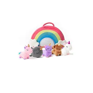 25.4 CM Unicorn Stuffed Animals with Plush Rainbow Bag for Girls