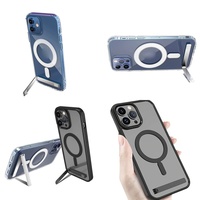 Casing iPhone 15 Pro Max Aksesoris Magnetik Pelindung Ponsel dengan Penyangga untuk iPhone 16 17 Air 14 13 12 11