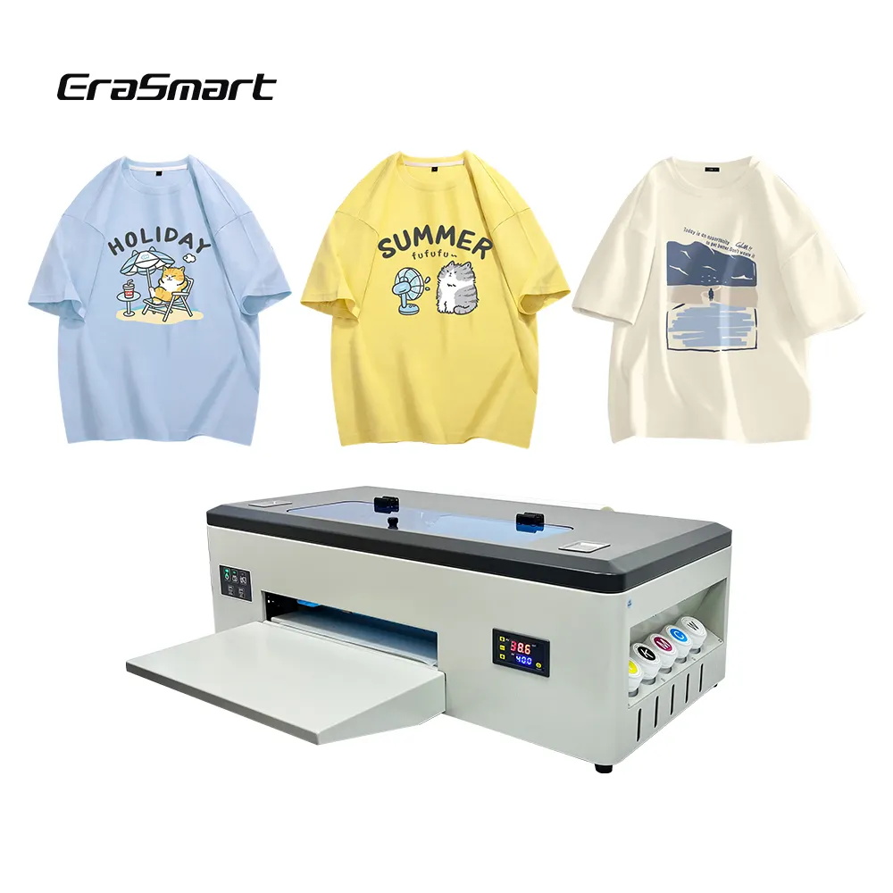 เครื่องพิมพ์เสื้อยืดดิจิทัล DTF ของ erasmart สำหรับการพิมพ์เครื่องแต่งกายแบบกำหนดเองพิมพ์บนเสื้อและผ้าทุกชนิด