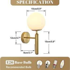 <span class=keywords><strong>Applique</strong></span> Murale <span class=keywords><strong>de</strong></span> Luxe Personnalisable Driver Brand Glodren avec Abat-jour en Acrylique Blanc Opale pour <span class=keywords><strong>Salle</strong></span> <span class=keywords><strong>de</strong></span> <span class=keywords><strong>Bain</strong></span> et Chambre à Coucher - Product Image 3