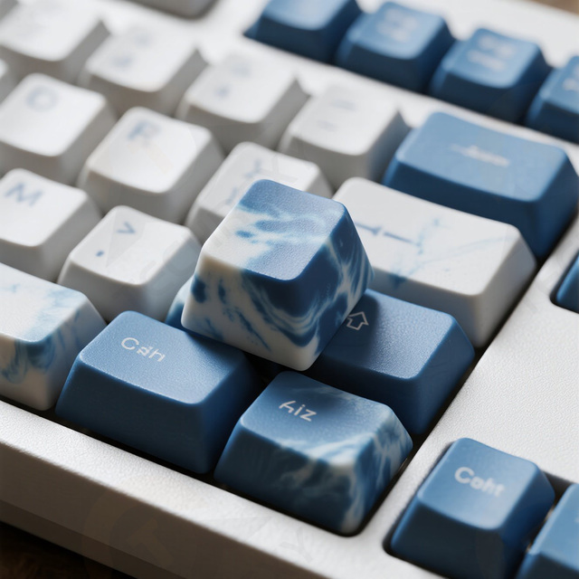 Customizable Indigo Sublimation Tie Dye Ice Patterned Keycaps Resin PBT Materials for MX Gaming Keyboards Machining Services