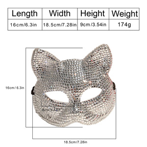 หน้ากากแมวทำด้วยพลอยเทียมหน้ากากครึ่งห่อหน้ากากแฟชั่นงานปาร์ตี้ทำมือวัสดุพลาสติก - Product Image 2