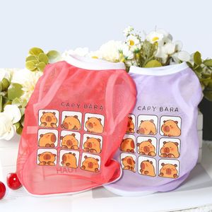 Gilet pour animaux de compagnie imprimé capybara, vêtements d'été en maille respirante pour chiens et chats, jaune, violet, bleu - Product Image 2