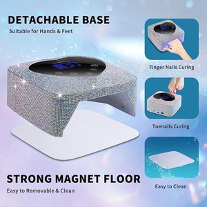Lampe à ongles UV LED portable sans fil haute puissance, rechargeable, séchoir à vernis gel, contrôle tactile, durcissement rapide 365nm, cœur en strass - Product Image 4