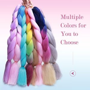 Jumbo <span class=keywords><strong>trenzas</strong></span> cabello 24 pulgadas 100g Xpressron extensiones sintéticas en <span class=keywords><strong>dos</strong></span> <span class=keywords><strong>colores</strong></span> para mujeres para trenzar estilos de cabello - Product Image 6