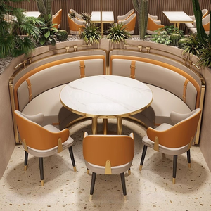 Ensemble de mobilier de restaurant de luxe personnalisable pour hôtels et cafés, en acier inoxydable et mousse haute densité, comprenant table à manger, chaise et banquette - Product Image 5