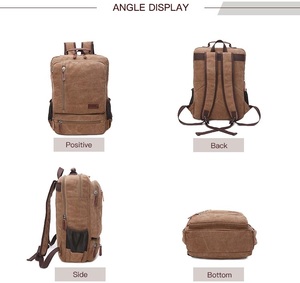Guangzhou Supplier Fashion Mens College Bagpack Mochila Escolar <strong>Canvas</strong> <strong>Back</strong> <strong>Packs</strong> Khaki <strong>Canvas</strong> Backpack - Product Image 4