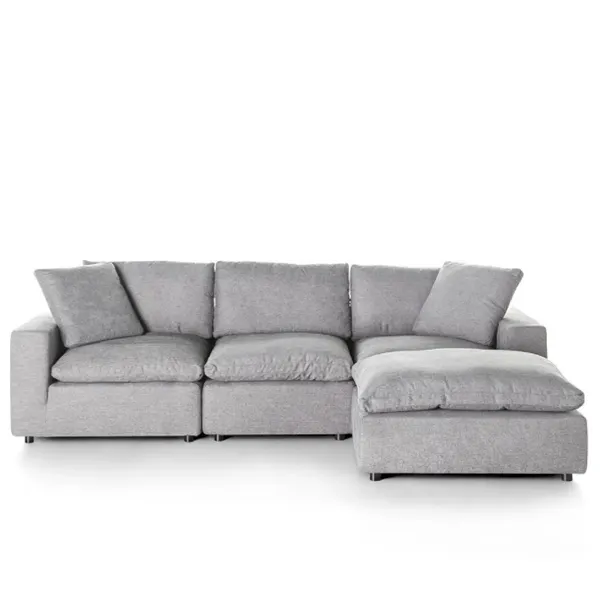 Tasarım köşe modüler oturma odası mobilya kaliteli gri kumaş düşük koltuk takımı