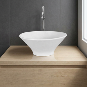 Nouveau lavabo en céramique écologique moderne, blanc, carré et rond, à poser sur comptoir, pour salle de bain - Product Image 1