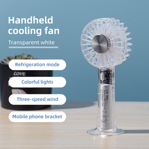 พัดลมมือถือแบบใส รุ่นใหม่ ขายดี พร้อมฐานวางโทรศัพท์ แบตเตอรี่ 2000mAh  ระบบทำความเย็นแบบประคบเย็น พัดลมตั้งโต๊ะขนาดเล็ก - Product Image 4